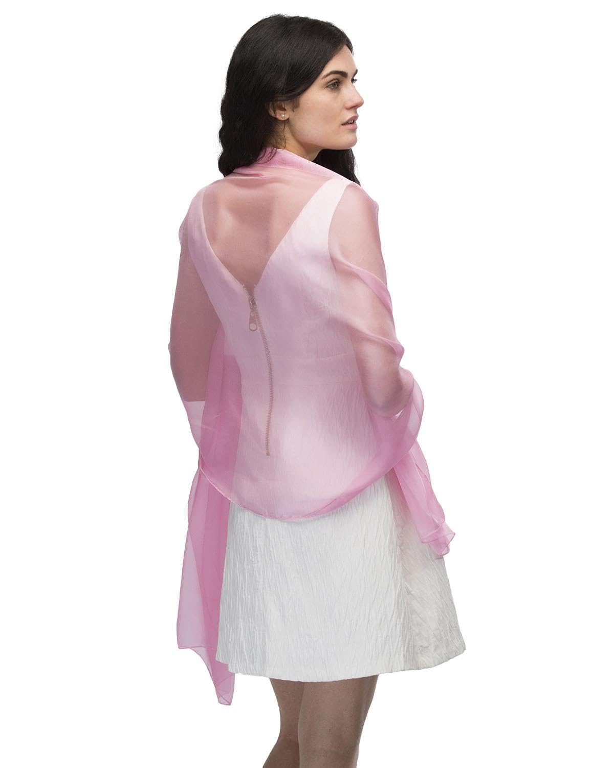 Basic Sense Large Plain Chiffon Shawl Scarf - Vibrant Sheer Accessory for Weddings and Evening Party, Pink