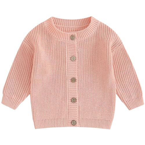 Image of Mubineo Baby Girl Boy Winter Clothes Button Down Cardigan Sweater Long Sleeve Knit Newborn Infant Basic Plain Sweaters