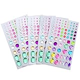 Outus Self-Adhesive Rhinestone Sticker Bling Craft Jewels Crystal Gem Stickers, Assorted Size, 5 Sheets (Multicolor 1)