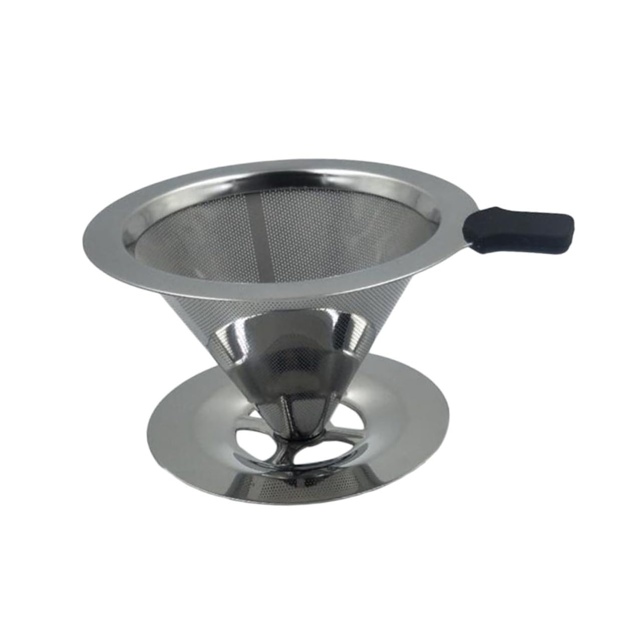 Mikikit Stainless Dripper with Cup Stand Filter Drip for Smooth Brewing Design Base Height Essential Tool for Coffee
