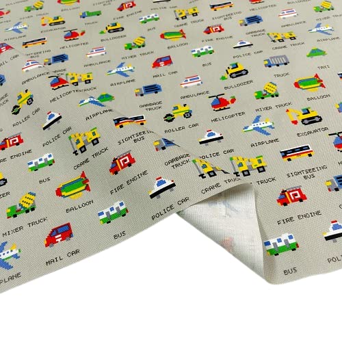 ハンドメイドオーダー専用☆　ピクセルドットはたらく車　白 Amazon | 車 はたらくくるま オックス ドット絵 ピクセルアート 生地