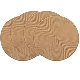 Top 10 Best Target Placemats Reviews & Comparison | Updated 11 Floroom 15 Inch Round Braided Placemats Set of 4, Washable Heat Resistant Cotton Polyester Circle Place Mats for Kitchen Dining Table - Brown