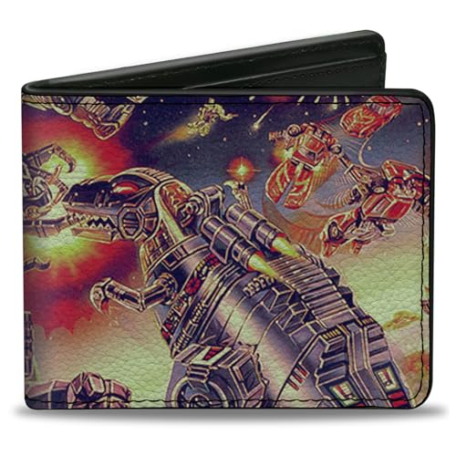 Hasbro Wallet, Bifold, Transformers Devastator Dinobots 1985 Box Art Battle Scene, Vegan Leather