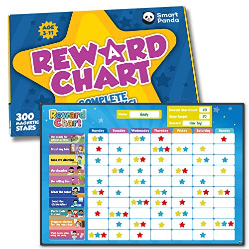 Magnetic Reward Chart for Children  80+ Chores, Good Behaviour Chart for Kids and Toddlers  Star Chart is Great for Bedtime, Potty Training, Responsibility and Routine  Upgraded Version