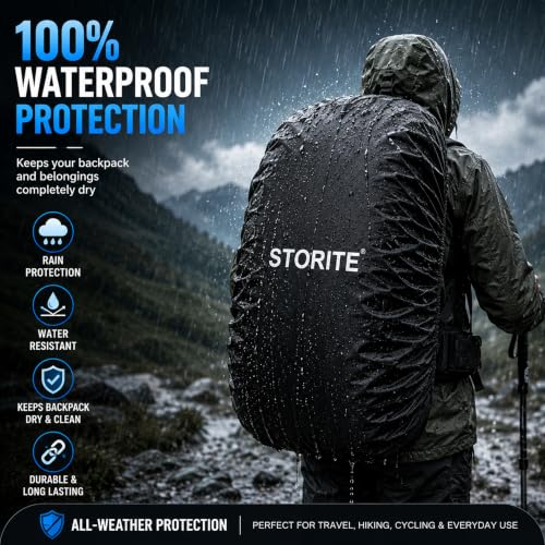 Image of Storite Big Size Rain Cover for 55L to 75L Rucksack Backpack, Black