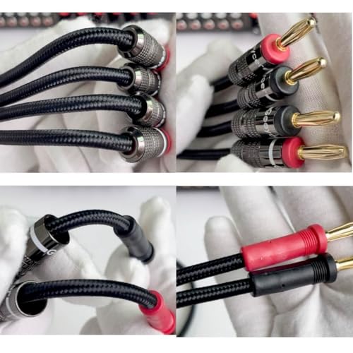 Image of Speaker Wire with Banana Plugs, 14AWG Speaker Cable with Gold-Plated Banana Tips,Oxygen-Free Copper (OFC), 6.6FT /2M