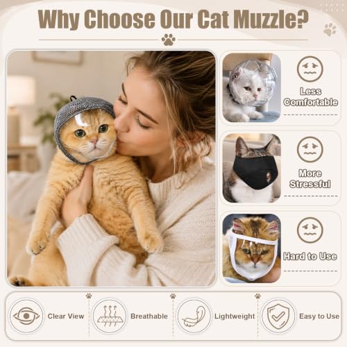 Adjustable Cat Muzzle for Grooming and Biting Prevention (S) | Breathable TPU Material for Nail Trimming, Bathing and Vet Visits, Helps Reduce Scratching - Image 6