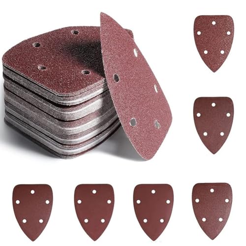Hipzeepo Juego de 60 Almohadillas de Lijado para Lijadora Orbital de Precisión Tipo Ratón, Hojas de Lijado Surtidas de 5 Agujeros (60/120/180/240/320/400) para Lijadora Eléctrica.