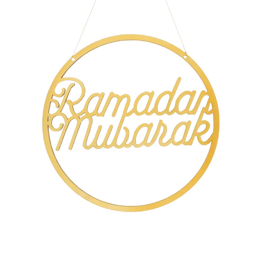 COGOALL Ramadan Mubarak Wooden Hollow Pendant Ornament Eid Festive DIY Decorations with Hanging Moon Star Wind Light Shape Pendant for Ramadan Mubarak Eid Decorations (I)