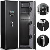 SILKIGHT Biometric Fingerprint Rifle Gun Safe, Quick Access 5-Gun Cabinet Fingerprint Long Gun Safe,