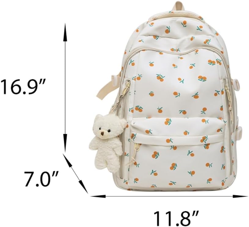 Cute Floral Printed Backpack for Women Preppy Kawaii Aesthetic Laptop Bookbag Coquette Work Travel College Daypack (Rose) - Image 8