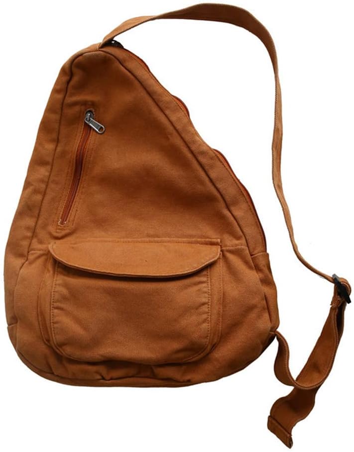 Canvas Sling Bag Backpack, Crossbody Shoulder Chest Bag with Adjustable Strap for Men Women Travel Hiking (Brown)
