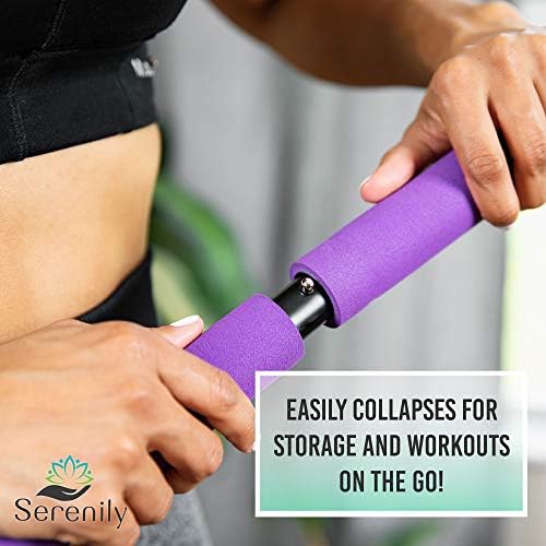 Serenily Pilates Bar Yoga Çubuğu - Pilates Bar Seti Ev Spor Salonu için Pilates Direnç Bantları - Evde Kadınlar için Egzersiz Ekipmanları Kiti - Pilates Egzersiz ve Vücut Egzersizi için Pilates Çubuğu - Görsel 6