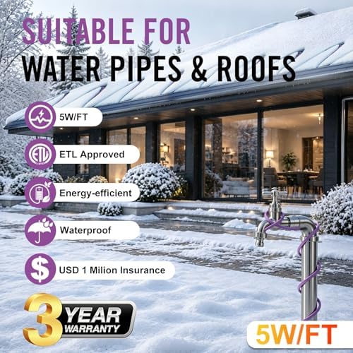 TOPDURE 28FT Water Pipe Heat Tape for Pipe Freeze Protection Energy-Saving Water Pipe Heat Cable Keeps Water Flowing at -40°F Self-Regulating Heating Cable Pipes — view 6