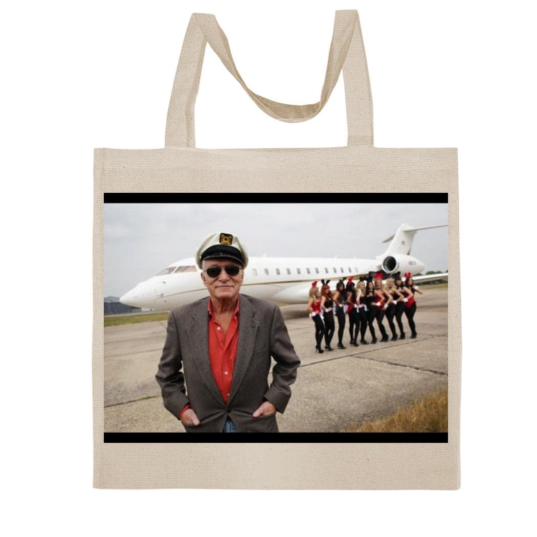FC Carino Hugh M Hefner - A Nice Graphic Cotton Canvas Tote Bag FCA #FCAG724912, Natural, 15X16