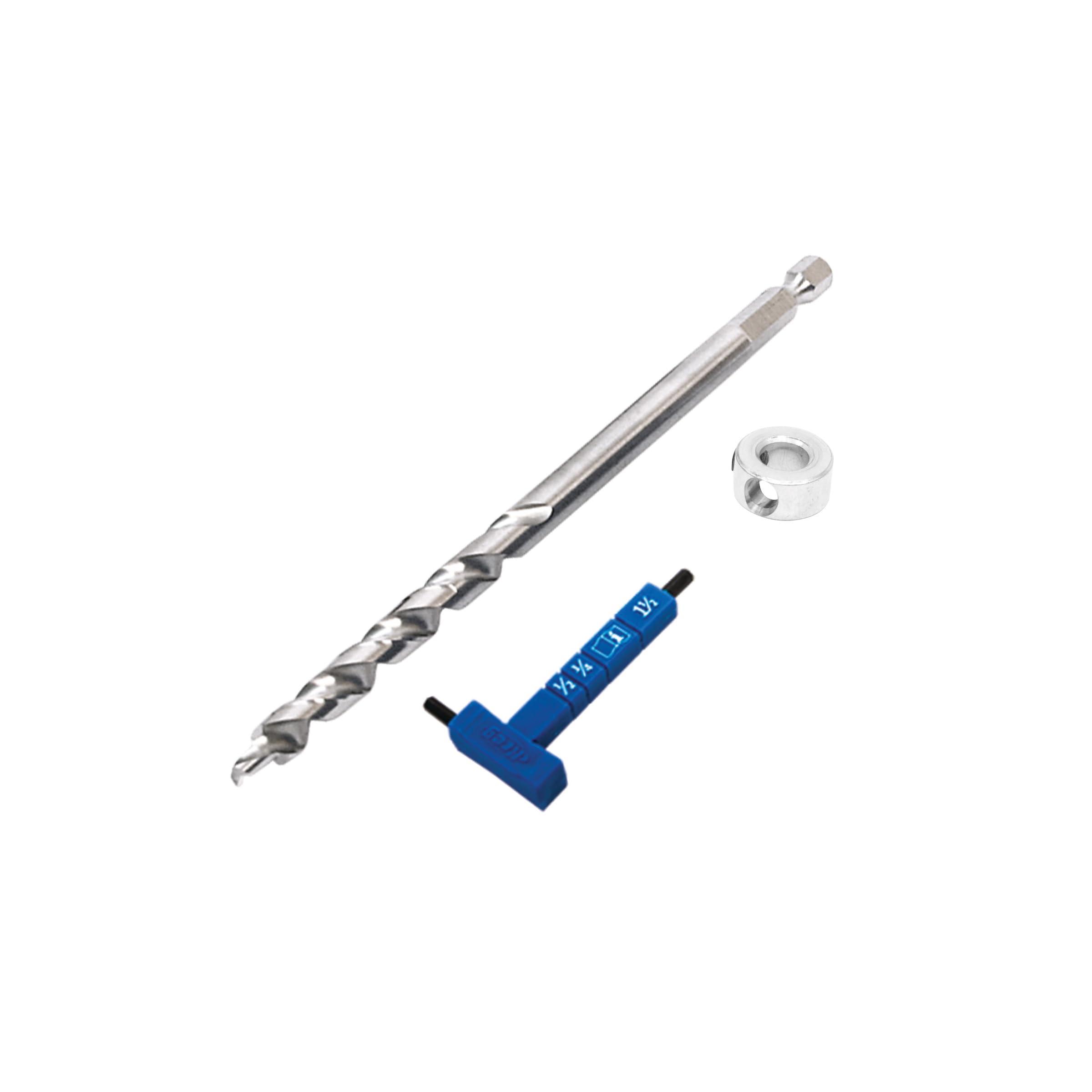Kreg Easy-Set Micro Pocket Hole Jig Foret étagé avec jauge de mesure et bague de réglage de profondeur – Tige hexagonale standard