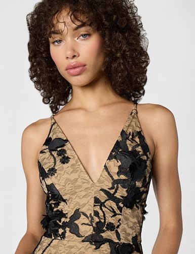 Image of Dress The Population Womens Audrey Spaghetti Strap Midi A-line 3D Floral Dress