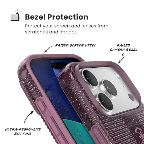 Image of Speck CANDYSHELL Grip +MS Case for iPhone 17 Pro - Plumberry Glitter | Slim Protective Grip | Drop Protection | MagSafe Compatible