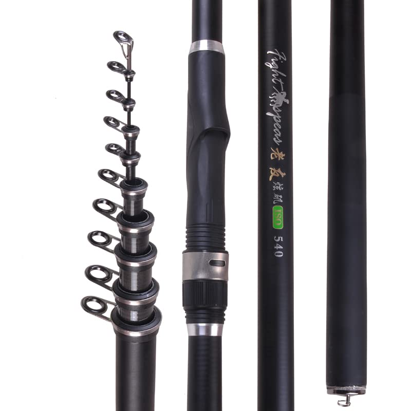 Hengel, telescopische hengel 2,4 m 2,7 m 3,0 m 3,6 m telescopische draaiende hengel carbon houten handvat karper visstok zee rots hengel test 30-150 g (maat : 203 cm