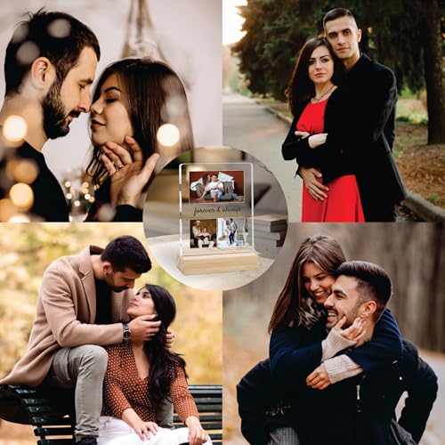 Image of Giftplease Customized Photo Frame with Wooden Stand | Transparent | Personalized Couple Picture Frame Gift for Girlfriend, Boyfriend, Husband, Wife |Anniversary, Wedding, Valentine s Day C 10