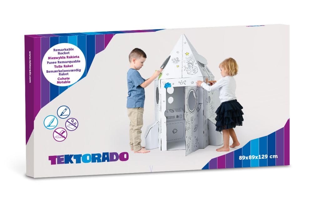 Tektorado - Spielhaus aus Pappe für Kinder - Kinderspielhaus aus Karton zum Bemalen und Spielen - für Outdoor & Indoor - für Kinder ab 3 Jahren - Rakete