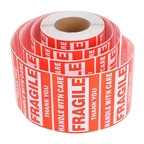 DIYEAH 1Roll Fragile Warning Stickers Handle with Care Labels for Shipping Packaging Easy to Use Ensure of Your Important Shipments