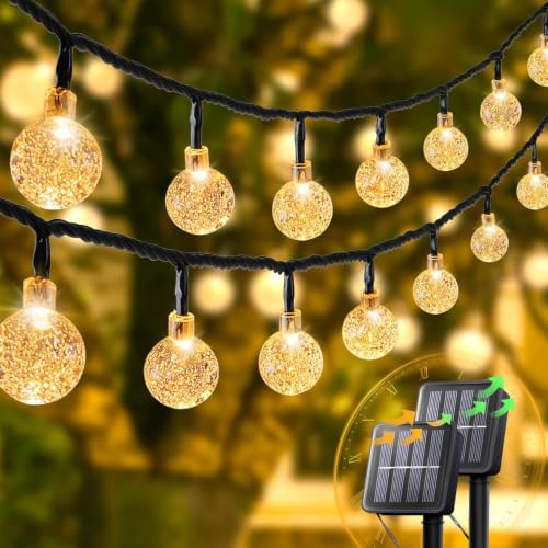 Image of 20 LED Solar Globe String Lights from Waterproof IP6515.3 Feet Outdoor Fairy Lights with 8 Modes Length | Warm White Decorative Lights for Garden, Patio, Balcony & Festive Decor.