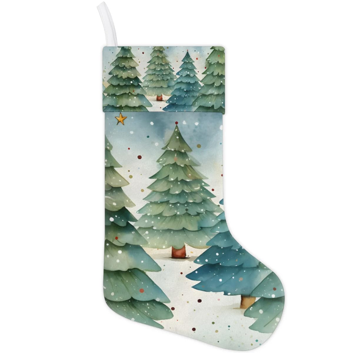 Christmas Stockings, 17.7in Oil Painting Christmas Tree Xmas Stocking Gift Treat Bags Xmas Stocking Hanging Ornaments for Xmas Party Gift Filler Fireplace Christmas Tree Decoration