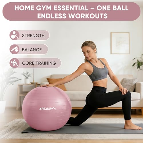 Image of APEXUP Yoga Ball, 660 lbs Anti-Burst Exercise Ball with Pump, 5 Sizes