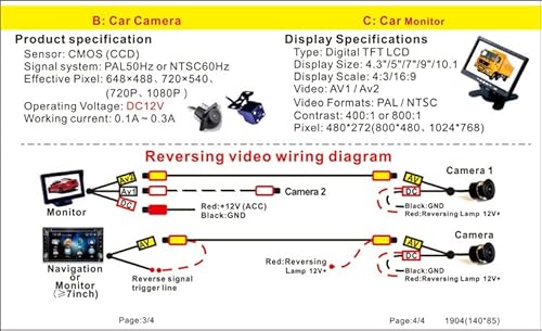 Rear View Camera Backup Reversing HD Camera Infrared Night Vision Camera 12V 24V Reversing Camera for Car Bus Truck Caravan Camper