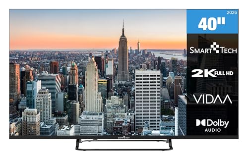 Smart Tech 40FV02V Fernseher 40 Zoll Smart TV VIDAA - Fernseher mit Full HD Auflösung, Bluetooth und Triple-Tuner, LED TV (2026)