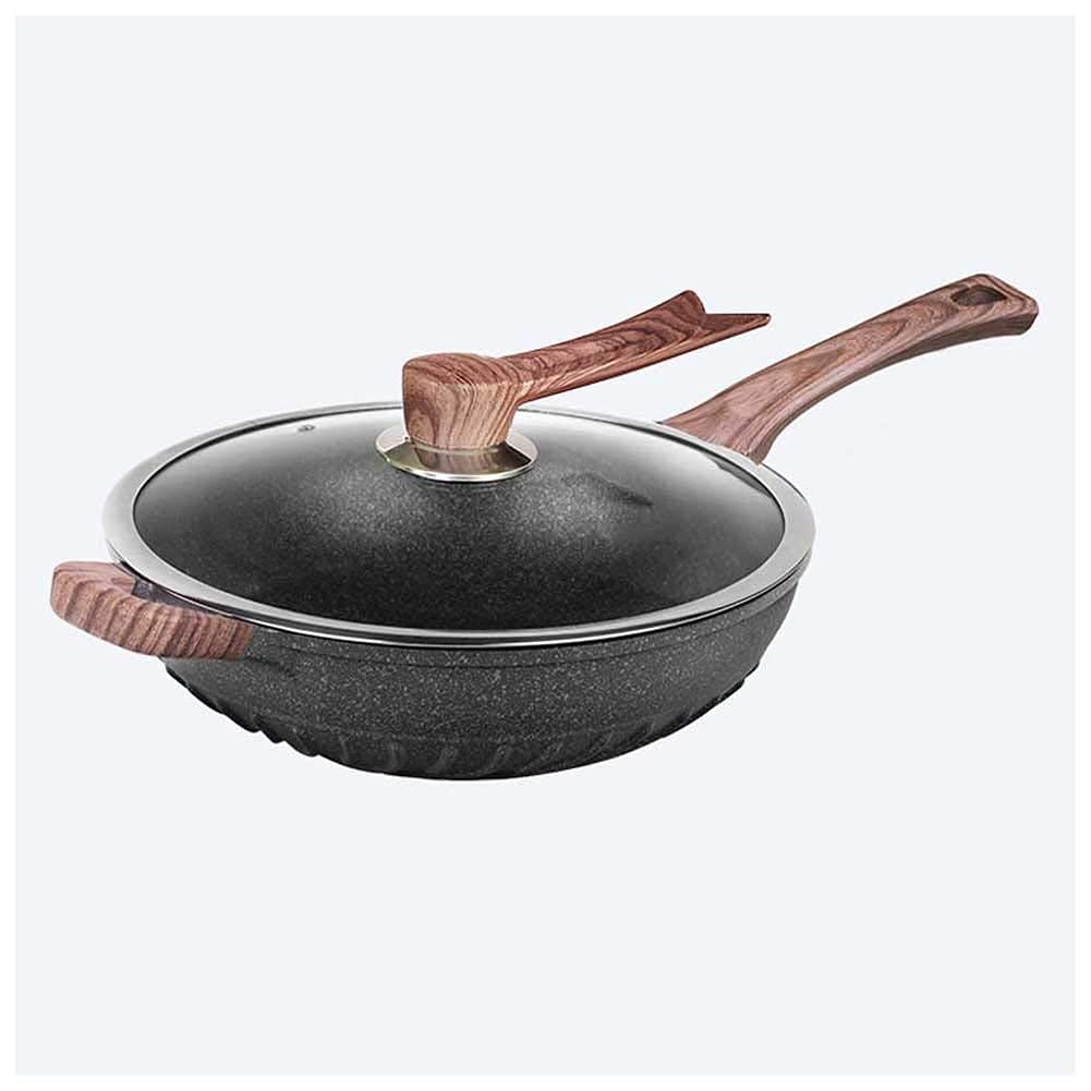 Wok Pan Non Stick Wok,Frying Pan Maifan Stone Non-stick Cooking Fume-free Cooking Pan Household Cooking Maifan Stone Wok,Aluminum Alloy,3 Size Wok Pan Non Stick Induction (Size : 32cm)