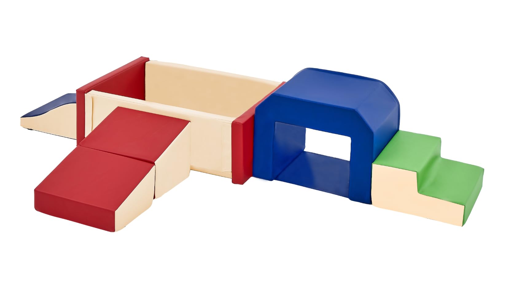 JungleDove Set da Gioco Morbido 6 Pezzi per Neonati: Attrezzatura da Gioco per Interni in Morbida Pelle PU per Bambini Piccoli con Piscine di Palline quadrate (Palline Non Incluse)