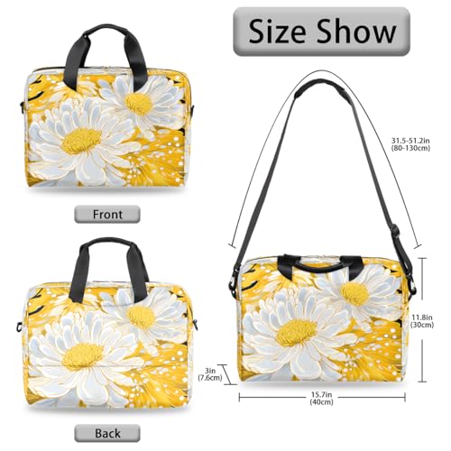 Maletín para portátil 15.6"–16" blanco con diseño floral miniatura 6
