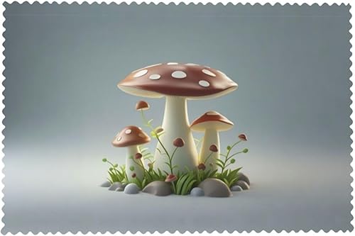 Miniatura 8 de Rectangular Placemats Set of 4, Heat Resistant Mushroom Printed Kitchen Dining Table Mats