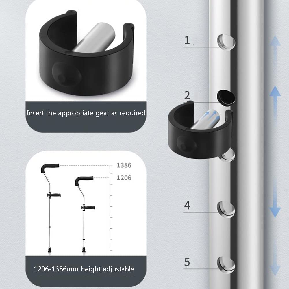 PAASHE Muletas con Estilo Bastones Ligeros de Aluminio para Caminar con Almohadillas para Las Axilas Bastón para Caminar con Mango Ajustable y Bastones de Longitud