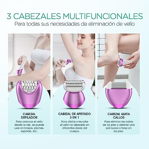VOYOR-Depiladora-Electrica-Mujer-Maquina-Depilar-Mujer-3-en-1-Depiladora-Recargable-e-Inalambrica-para-Pierna-Brazo-con-30-Pinzas-Depiladora-Eletrica-para-Mulher-BM300-Morado
