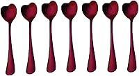 Vista 1 de Juego de 7 cucharas en forma de corazón de acero inoxidable, incluye café, postre, helado, té y cucharas de amor, perfecto y lindo (morado)
