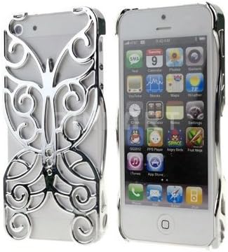 Hollow Pattern Butterfly Electroplating Hard Case Back Cover for iPhone 5 5G Silver