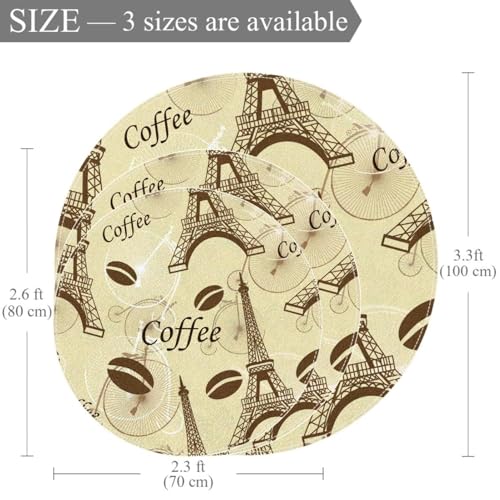 Tapis de salle de bain tour Eiffel style rétro vintage rond 1m