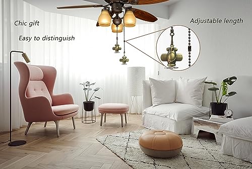 Image of 12-inch Airplane Charm Pull Chain - Decorative Extender for Ceiling Fan Lights with Ball Chain Connector(Bronze)