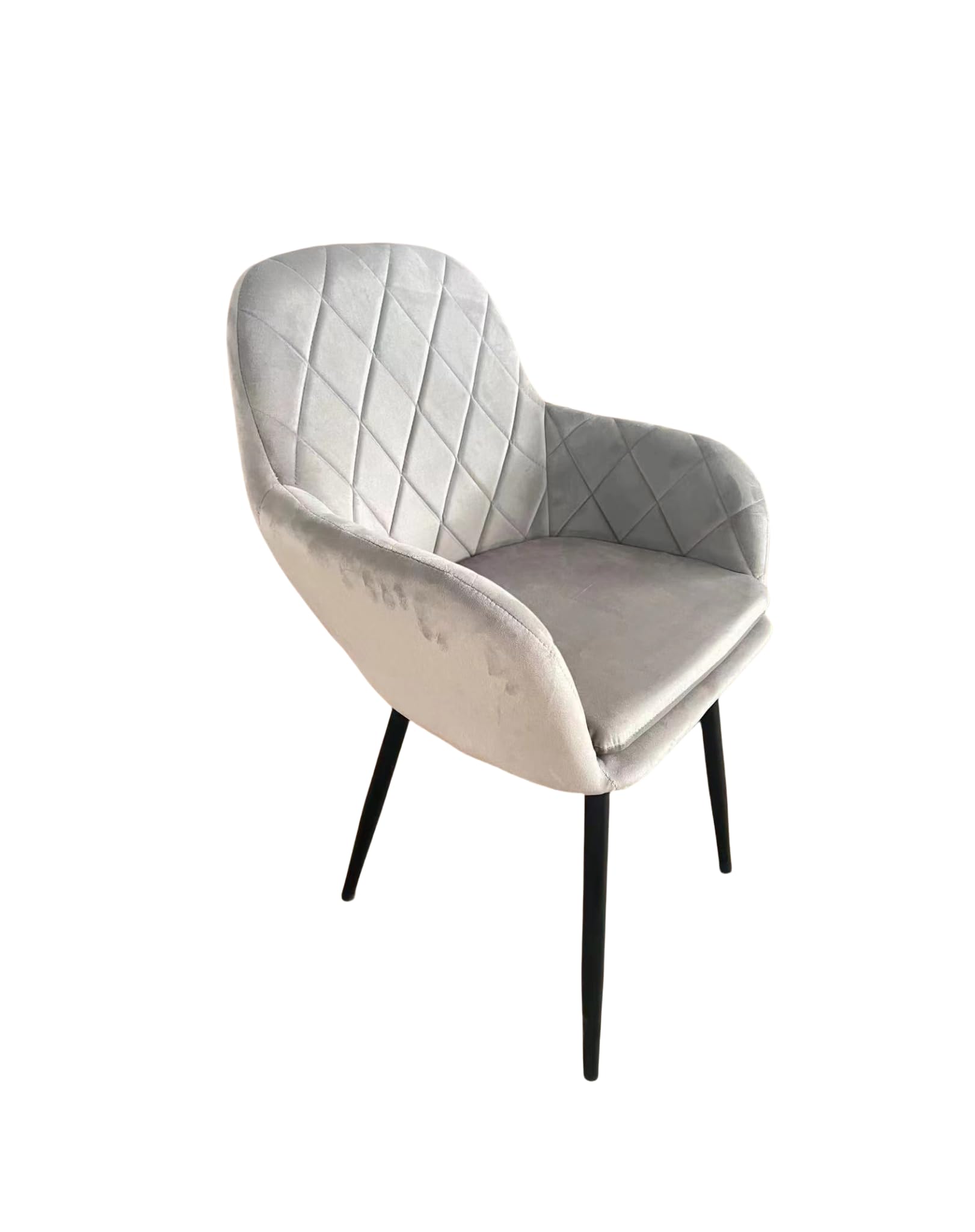 SEDIA MODERNA, POLTRONA CON RIVESTIMENTO IN VELLUTO E GAMBE IN ACCIAIO NERO, SEDIA DA SOGGIORNO, CAMERA DA LETTO, SALA DA PRANZO (Grigio tortora)