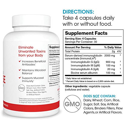 Cleanse - Daily Gut Detox - 1 Bottle - 120 Capsules - 30 Day Supply - Immunoglobulin G, A