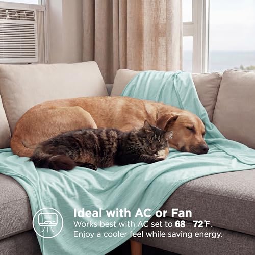 Image of Bedsure Green Cooling Blanket for Hot Sleepers - Summer Cold Throw Blanket for Bed, Arc-Chill Lightweight Summer Bedding, Cool Thin Ice Cold Cooled Throws with Rayon Derived from Bamboo, 50x70