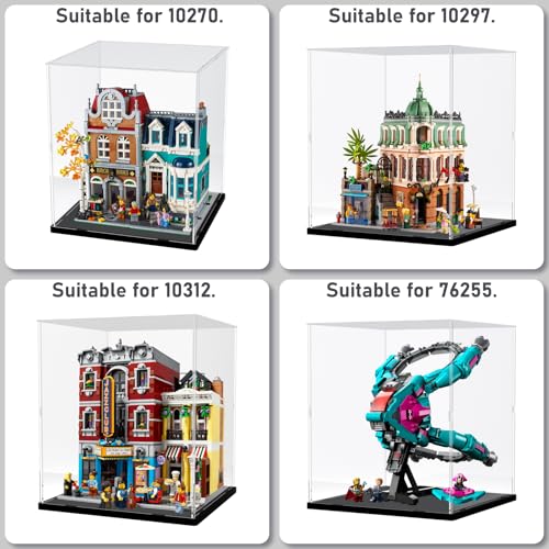 Image of Choowin Acrylic Display Case for Lego Boutique Hotel 10297 for Lego Hocus Pocus 21341 for Modular Buildings Thickened Clear Display Cases for Collectibles Assemble Dustproof Display Box(Black)