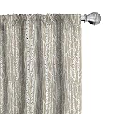 Ambesonne Birch Tree Window Curtains Pack of 2, Forest Fresh Foliage Nature Abstract Trunks Black Spots, Lightweight Set with Rod Pocket, 4 Panels of - 28' x 95', Tan Green