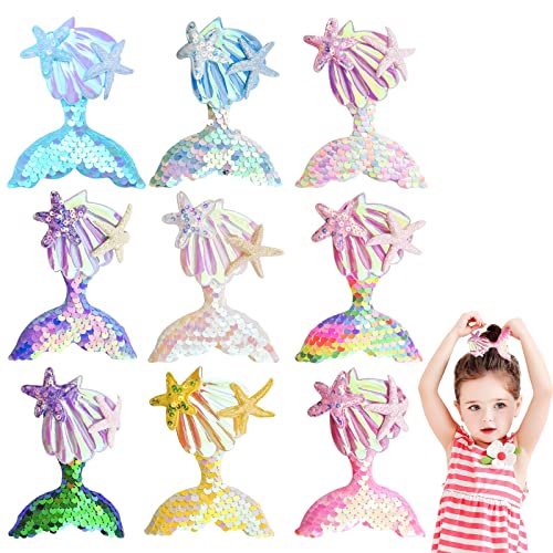 9 Pack Mermaid Hair Clips Cute Starfish Shell Mermaid Princess Hairpins Beach Wedding Alligator Hair Clips Hair Accessories For Women And Girls (9 Styles） #TOP13