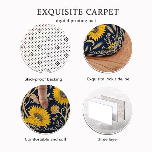 Alfombra de girasol antideslizante con estampado floral lavable para el ba&ntilde;o 8