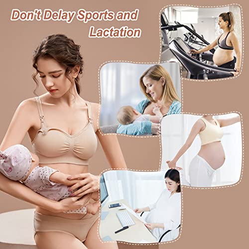 Jamrid 5 Pack Maternity Nursing Bras For Breastfeeding Hands Free Pumping Nursing Maternity Bra Bralette Underwear For Pregnancy (Black+Grey+Beige+Dusty Blue+Purplebean, Xl) #TOP5