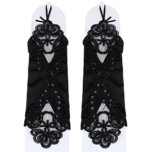 Fakeface Flower Girls Gloves Pageant Satin Bowknot Wrist Long Lace Wedding Dress Gloves 5-12Yrs2
